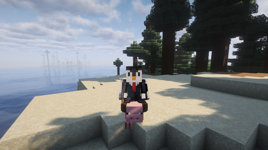 Player Riding a Pig with a Golden Carrot on a Stick